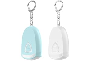 ANKOSHUN Rechargeable Personal Alarm for Women - Safety Keychain 2 Pack, 130 dB Siren and Strobe Light, for Students, Joggers, Night Workers, Elders, Kids, Women, 4 Pop Color (Aqua&White)