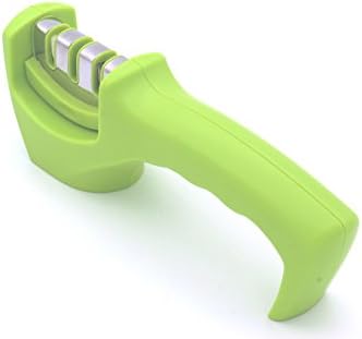 Knife Sharpener, Vievogue Multi-functional 3 Stage Knife Sharpening System, Home Kitchen Knives Sharpening Tool for Straight and Serrated Knives (Green)