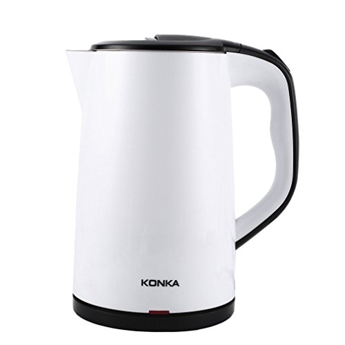Click Here to See More Images KONKA Stainless Steel Electric Water Kettle- 1.5L 1000W High Power Double Layers Scald Proof Kettle/Auto-off Quick Electric Boiling Pot