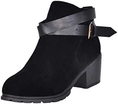 Hello 999 Shoes Buckle Autumn Winter Boots For Women. (8.5 (24.5 cm), Black)