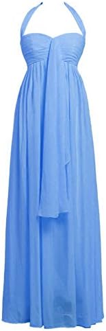 ASBridal Women's Soft Chiffon Halter Pleats Bridesmaid Dress Sweetheart Dresses Evening Gown, Blue, US26W