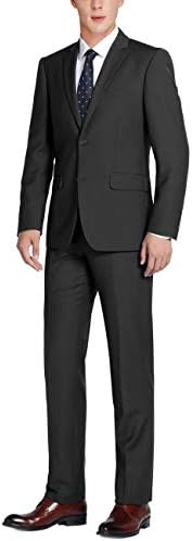 CHAMA Men's 100% Wool Single Breasted Two Button Notch Lapel Classic Fit Suit