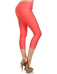 Mallas capri elásticas para dama, de algodón adelgazante, estilo jean, con tallas grandes
