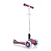 Globber Elite 3 Wheel Folding Adjustable Height Scooter with Optional LED Lights (Pink LED Wheels)