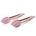 COOK WITH COLOR Tongs for Cooking Stainless Steel and Silicone Set of Two 6” Rose Gold Mini Nonstick Kitchen Tongs with Silicone Tips Small Tongs Appetizer Tongs Sugar Tongs Salad Tongs (Pink)