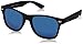Flat Matte Reflective Mirror Color Lens Large Horn Rimmed Style Sunglasses - UV400 (Polarized | Rubberized Blk/Blue)