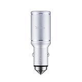 OXA Safety Hammer, 24W/2*2.4A Smart USB Car ChargerPortable Travel Car Cigarette Charger (Silver, 2USB)