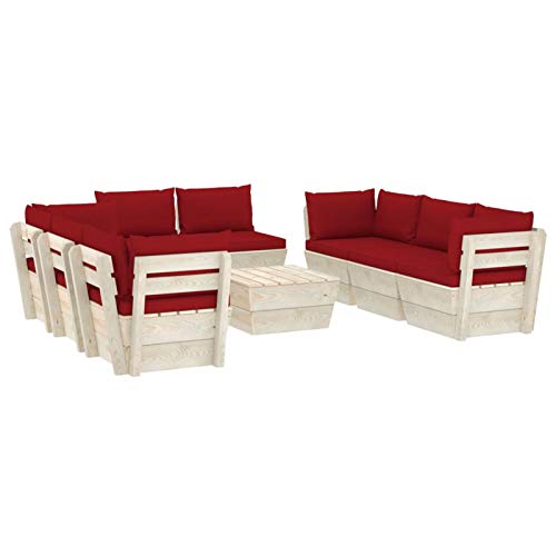 Tidyard 9-tlg.Garten-Lounge-Set Gartenlounge-Set Garten-Sofagarnitur aus Paletten mit Kissen,Gartenmobel-Set Terrassen-Sofagarnitur Sitzgruppe Gartenset Mobel Loungemobel Gartengarnitur – Bild 3