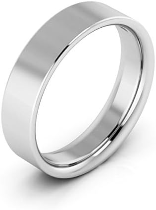 18K White Gold men's and women's plain wedding bands 5mm flat comfort fit, 12