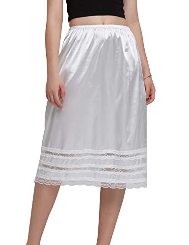 Women'sÂ KneeÂ LengthÂ HalfÂ SlipÂ SkirtÂ LingerieÂ withÂ LaceÂ TrimÂ Anti-StaticÂ ElasticÂ WaistÂ PlusÂ SizeÂ MidiÂ Underskirt