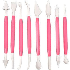 AKORD Cake Decorating Sugarcraft Modelling Tools Kit 8 Pieces Pink