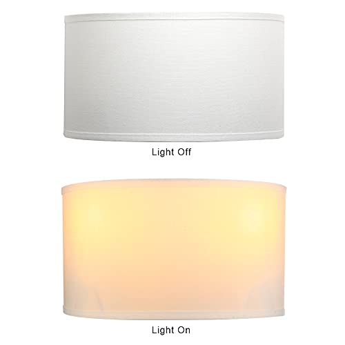 PERMO Indoor Bedside Hidden Night Wall Lamp Single 2-Lights Vintage Industrial Fixture with Semicircular Fabric Shade for Reading Bedroom Living Room Dining Room Hotel(White)