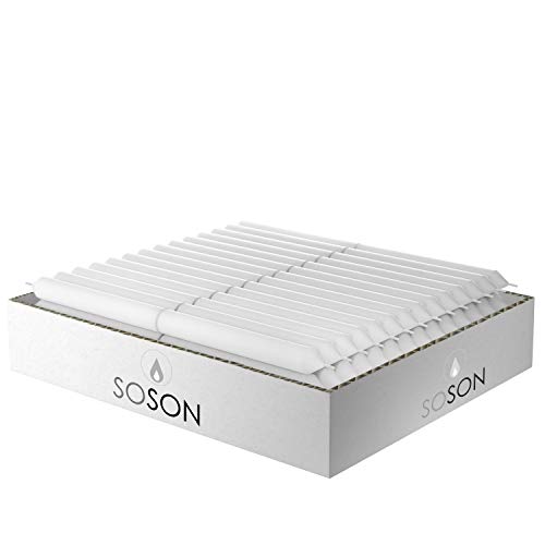 Simply Soson 252 Vigil Candles with Drip Protectors for Devotional Candlelight Vigil Service, Box of 252 Candles, Unscented White 5" H X 5/8" D | Unscented | No Smoke Code 2349