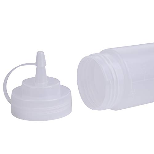 image for Bekith 12 pack 12 Oz Plastic Squeeze Condiment Bottles with Twist On C