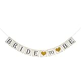 Bride To Be Banner with Gold Glitter Heart - Bachelorette Bridal Shower Party Decoration Supplies - Photo Props Signs