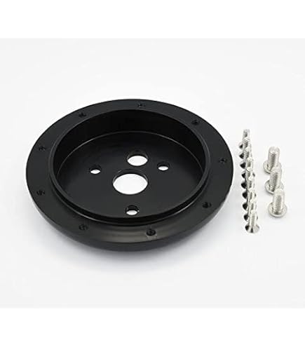 Steering Wheel Adapter Spacer - 6 Hole To 3 Hole Conversion, Black Aluminum, For Aftermarket Wheels