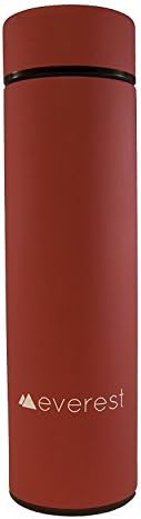 Everest Stainless Steel Water Bottle with Built-in Filter for Tea and Coffee - Double Insulated Mug Flask Powder Finish Vacuum Sealed for Workout Work School Hiking Outdoors Travel