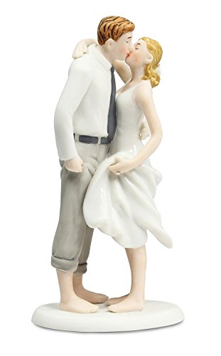 Wedding Collectibles Personalized Beach Get Away Wedding Cake Topper: Bride Hair: BROWN - Groom Hair: BROWN