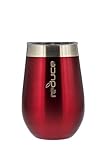 reduce Vacuum Insulated Stainless Steel Wine Tumbler with Clear Tritan Lid, 12oz – BPA Free, Tasteless and Odorless (Red)