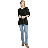 Umgee Women's Frayed Balloon Sleeve Tunic Top