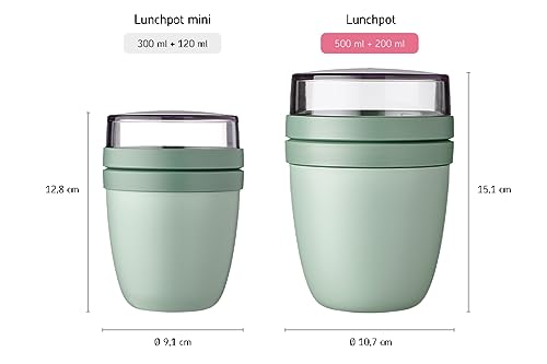 – Contenitore per il Pranzo Ellipse – Scoparti Separati per Yogurt e Muesli - Adatto per il Freezer, il Microonde e la Lavastoviglie – 500 ml + 200 ml – Vivid Mauve