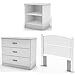 South Shore Libra 3-Piece Bedroom Set with Dresser, Nightstand, and Twin Headboard, Pure White