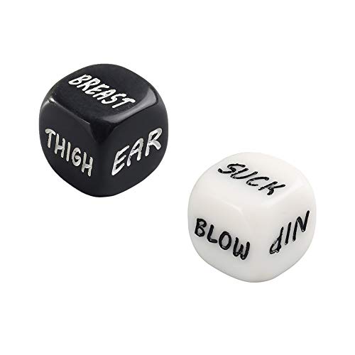 joyce555 2Pcs Best Sex Dice Couple Game Adult Naughty Toy Funny Party Club Honeymoon Posture Dirty Dice Game for Women Men Black+White