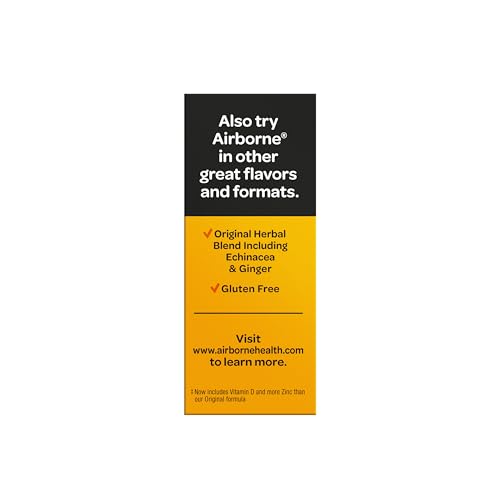 AIRBORNE 1000MG VITAMIN C WITH VITAMIN D & ZINC, SUGAR FREE MULTIVITAMIN IMMUNE SUPPORT SUPPLEMENT, ANTIOXIDANTS VITAMINS A C & VITAMIN E, 30 EFFERVESCENT TABLETS, ZESTY ORANGE FLAVOR