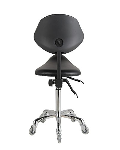 AiMS Rolling Saddle Stool Hydraulic Tall 22-29 inches Adjustable for Medical Lab Dental Salon Spa Massage Tool-free Assembly Pneumatic Drafting Office Chair with Ergonomic and Comfortable (With Back)