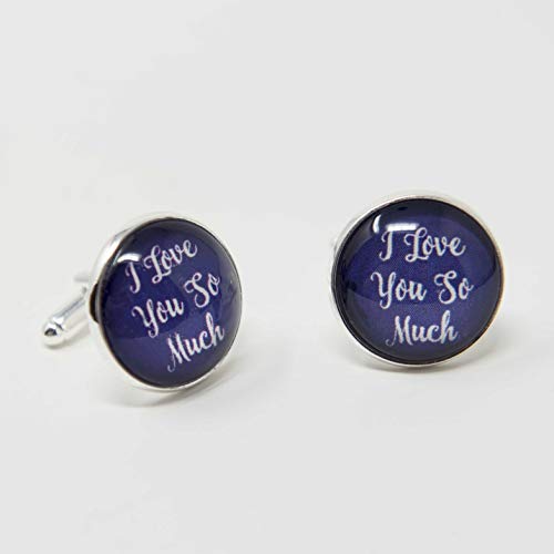 I LOVE YOU SO MUCH - Cuff Links in light blue, menswear, for the international convention 2019 of Jehovah's Witnesses, Gifts for Men, Gifts for Husband, Boyfriend or Fiancee, Dapper, Swag