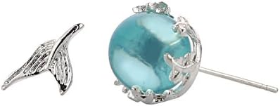 Asymmetric Mermaid Bubble Stud Earrings For Women 925 Silver Christmas Gifts Jewellery