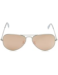 Ray-Ban 3025 Aviator - Gafas de sol (metal, espejo, no polarizadas), Ray-ban Hombres, mujeres Rb3025 (58) Plata mate   Gafas de sol marrón 58 mm, 58 MM