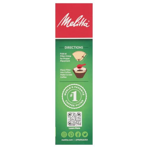 Melitta #4 Cone Coffee Filters, Unbleached Natural Brown, 100 Count (Pack of 3), 300 Total Filters - Packaging May Vary