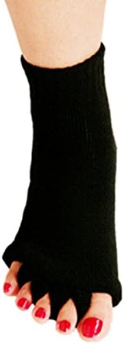 1 Pair Yoga GYM Massage Five Toe Separator Socks Foot Alignment Pain Relief Hot (One Size, Black)