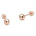 14k Rose Gold 3mm Plain Hollow Gold Ball Children Screw Back Baby Girls Earrings