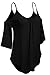 Meaneor Women's Solid Cut Out Cold Shoulder Spaghetti Strap High Low Tunic Top