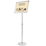 Yescom Display Vertical/Horizontal View Adjustable Pedestal Sign Holder Stand w/ Telescoping Post & Easy Open Snap Frame for 11x17