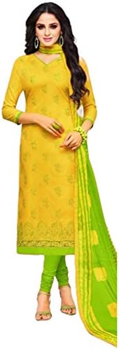 FanduFashion Women's Unstitched Cotton Embroidery Work Dress Material for Top; Bottom and Dupatta (Multi Colour; Free Size)