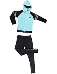 Monvecle Little Boys 2-Piece Beach Swimsuit Rash Guard Sun Protection Swimwear Set UPF 50+ Blue 3T-4T