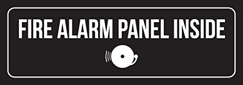 iCandy Combat Black Background with White Font Fire Alarm Panel Inside Office Plastic Wall Sign - Single, 3x9 Inch
