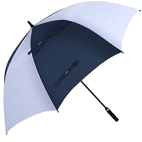 G4Free 54 Inch Automatic Open Golf Umbrella Windproof Extra Large Oversize Double Canopy Vented Windproof Waterproof Stick Umbrellas for Men (Dark Blue/White)