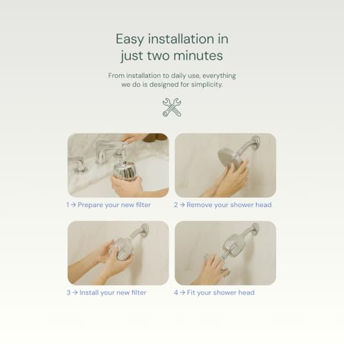Aquabliss SF500 Daily Essential+ Shower Filter - Brushed Nickel | Heavy-duty shower filter, coconut shell carbon, reduces chlorine and sediment, sediment guards included, SF500