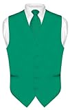 Vesuvio Napoli Men's Vest NeckTie Set EMERALD Neck Tie for Suit Tuxedo
