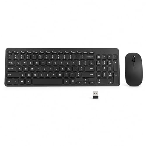 Kit Teclado e Mouse Sem Fio 2.4GHz Slim Ultra Fino, Conexão USB, Alcance Longo, Silencioso, Compatível com Windows, Notebook e PC