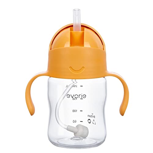 Evorie Tritan Weighted Straw Sippy Cup with Handles for Baby and