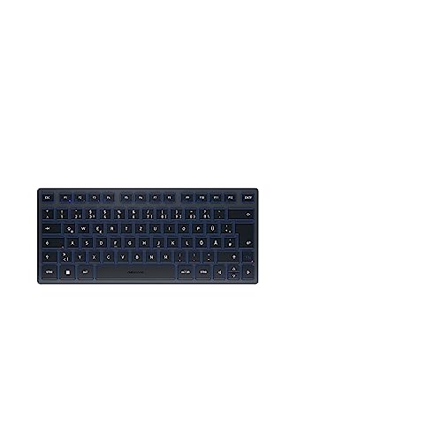 CHERRY KW 7100 MINI BT, Kompakte Multi-Device-Tastatur mit 3 Bluetooth-Kanälen, Deutsches Layout (QWERTZ), Flaches Design, inkl. Transporttasche, Slate Blue