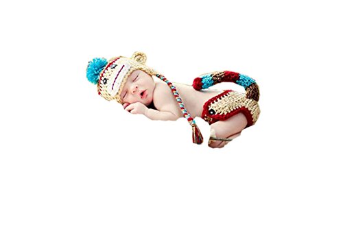 Pinbo® Newborn Baby Photo Prop Crochet Knitted Monkey Fringe Hat Tail Diaper