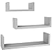 ARAD Set of 3 Floating U Shelves in Grey Finish