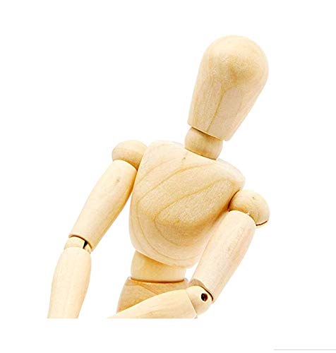 8 Inch Artists Wooden Manikin Flexible Body Joints Human Figure Puppet Model Wood Male Mannequin Doll Ornament Stand for Home Office Desk Decoration Sketching Drawing Painting Supplies