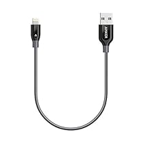 Anker PowerLine+ Lightning Cable (1ft) Durable and Fast Charging Cable [Double Braided Nylon] for iPhone, iPad and More (Gray)